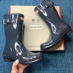 Hunter Original Short Gloss Dark Slate Rain Boots
